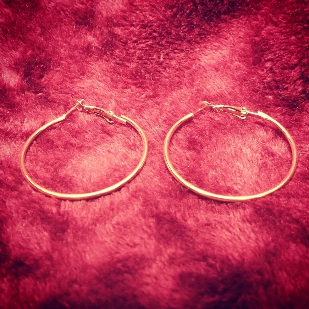 Golden Hoop Earrings 2in/5.08cm